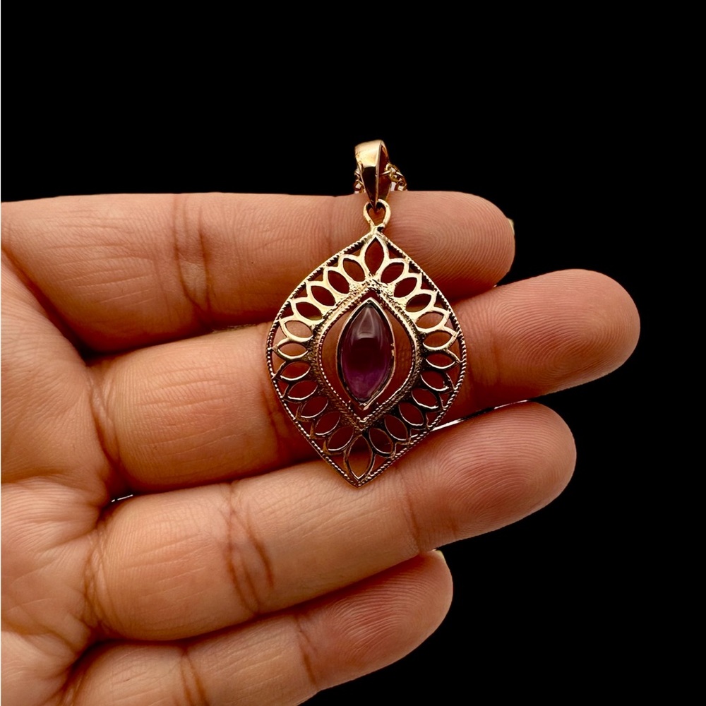 Amethyst Pendant Set In Solid Copper - image 1